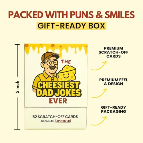 Scratch-Off Dad Joke Cards - Extra Funny Gift for Dad from Daughter, Son or Wife - Father's Day Gag Gifts for Men, Stocking Stuffers, White Elephant Gifts (52 Cards) - style: Dad Jokes (Most Popular)