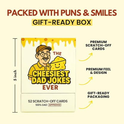 Scratch-Off Dad Joke Cards - Extra Funny Gift for Dad from Daughter, Son or Wife - Father's Day Gag Gifts for Men, Stocking Stuffers, White Elephant Gifts (52 Cards) - style: Dad Jokes (Most Popular)
