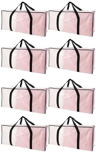 Extra Large Moving Bags with Zippers & Carrying Handles, Heavy-Duty Storage Tote for Space Saving Moving Storage, Fold Flat, Alternative to Box and Bin - 8 Pack, Semi-Transparent - color: Clear, size: 8 Pack-24 Gal