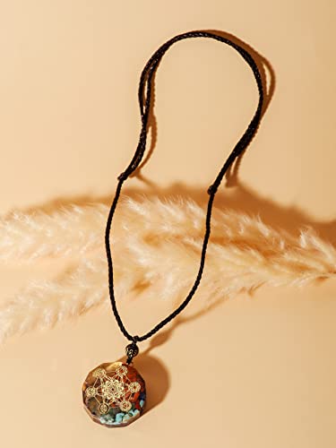 MINACHI Orgone Necklace, 7 Chakra Stone Orgonite Pendant for Spiritual Healing and Positive Energy Meditation - color: Metatron Cube