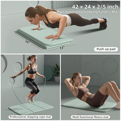 Foldable Exercise & Yoga Pad for Man Women Kids, 1.0" Thick Eco-Friendly Kneeling Pad & 13"x24" Push Up Mat, Non-Toxic POE Kids Play Mat, Lightweight Gym Cushion for Yoga, Pilates, Home