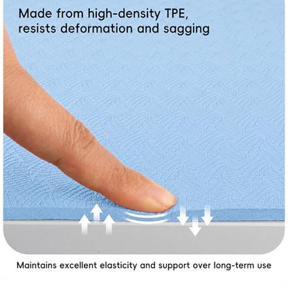 Extra Wide Yoga Mat 72" x 32", 6mm Non Slip TPE Exercise Mat with Carrying Strap, Large Workout Mat for Yoga, Pilates, Stretching, HIIT & Home Gym - color: Ice Blue