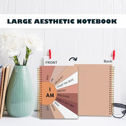 BearCake Positive Affirmations Gifts, Inspirational Motivational Notebook Journal, Boho Sunshine Notebook Journal, Inspirational Gifts for Women, I am Brave Kind Hardcover Spiral Notebook 5.5x8.3 Orange - color: physiotherapy-orange I am