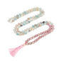 8MM Beads Chakra Long Mala Necklace Natural Stone Meditation Statement Necklace Japa Yoga Buddhist Rosary Prayer Charm Beaded Tassel Necklace - color: Matte Rhodonite