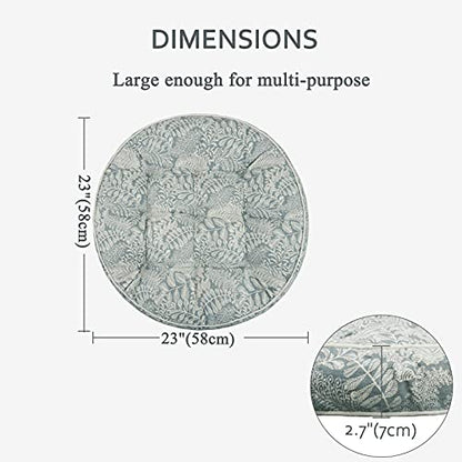 SRHWBF Meditation Cushion 23inch Round Floor Pillow Large Floor Cushion Yoga Cushion Cotton Linen Cushion for Indoors and Outdoors Terrace