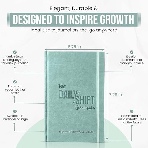 The Behavior Shift Daily Shift Goal Journal - Guided Journal for Goals, Productivity, Mindfulness & Self Care - Wellness Planner with Prompts for Men & Women - 52 Week undated Progress Tracker (Green)