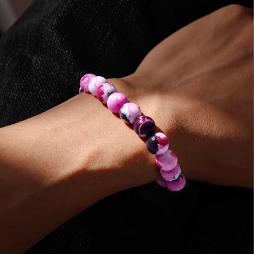 Natural Energy Healing Stone Charm Bracelet 8mm Natural Energy Healing Lava Rock Bracelet - Unisex - size: Small