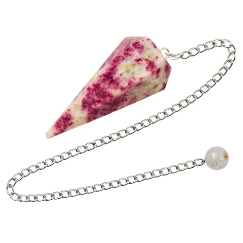 Amazing Gemstone Cinnabarite Crystal Pendulum for Divination - Certified Dowsing Crystals and Healing Stones for Chakra Balancing and Meditation - Enhance Reiki Spiritual Growth with Healing Crystals - color: Cinnabarite
