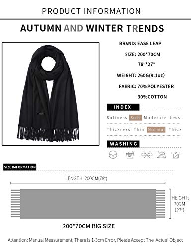 Pashmina Shawl Women Winter Scarf Warm Wedding Wraps Ladies Scarves for Evening Dresses - color: Black