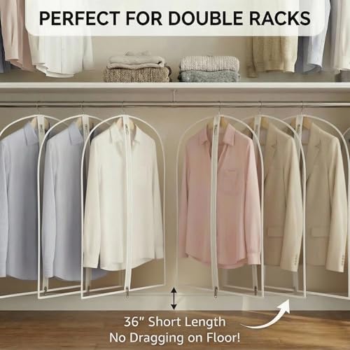 36” All Clear Garment Bags for Women Suit Bags - PEVA Waterproof Suit Cover with Zipper for,Hanging Clothes, Coats - Durable Dresser for Closet Storage, Dustproof & Moisture Resistant - 36”/12 Pack - size: 36" -12 Pack