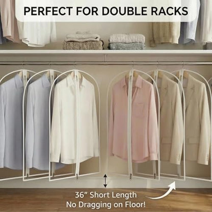 36” All Clear Garment Bags for Women Suit Bags - PEVA Waterproof Suit Cover with Zipper for,Hanging Clothes, Coats - Durable Dresser for Closet Storage, Dustproof & Moisture Resistant - 36”/12 Pack - size: 36" -12 Pack