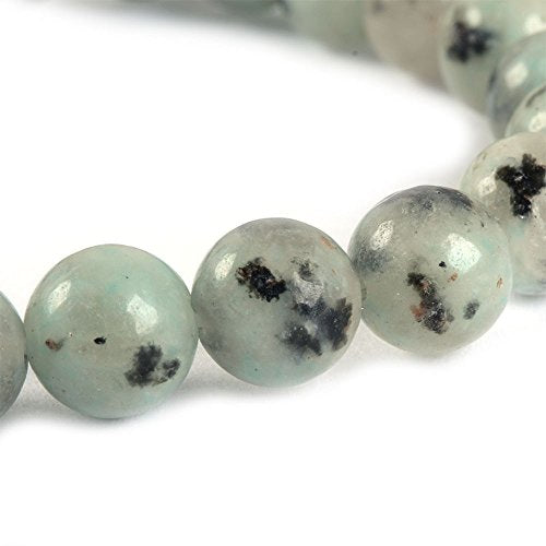 Justinstones Gem Semi Precious Gemstone 8mm Round Beads Stretch Bracelet 7 Inch Unisex - color: Kiwi Jasper