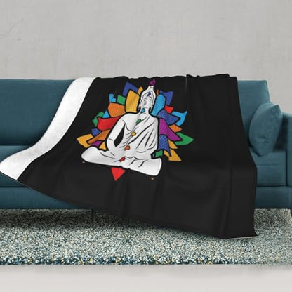 Buddha Chakra Meditation Super Soft Ultra-Fine Wool Blanket Sofa Living Room Linen Blanket Bedding Sofa Cover Blanket Soft Bed Blanket for Sofas and Beds - size: 50"x40"
