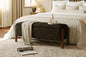 Modern Storage Benches with Walnut Wood Legs, 47'' Ottoman Bench with 20 Gallons Storage Space for Bedroom End of Bed, Fabric Upholstered Entryway Bench with Seating for Livingroom, Gray