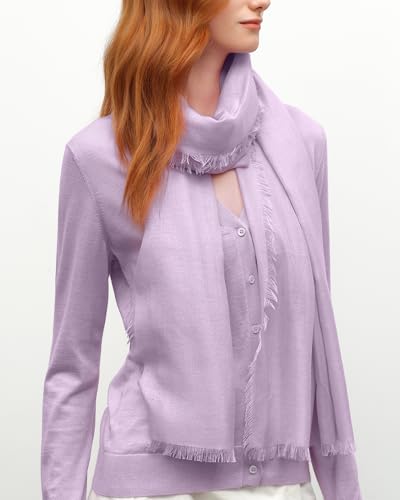 KVSS Women's Fine Knit Shawl, 55% Cashmere 45% Mulberry Silk, X Gauge 120/2NM Yarn Lightweight Spring Summer Wrap Scarf - color: Primula