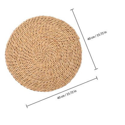 PRETYZOOM Meditation Seating Cushion Woven Floor Mat Thick 1.5cm Natural Straw Round Yoga Cushion for Indoor Meditation and Picnic 40cm Diameter