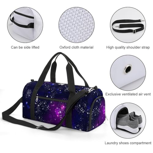 Space Galaxy Constellation Zodiac Star Purple Blue Large Capacity Portable Fitness Bag, Easy to Carry - color: Space Galaxy constellation zodiac star purple