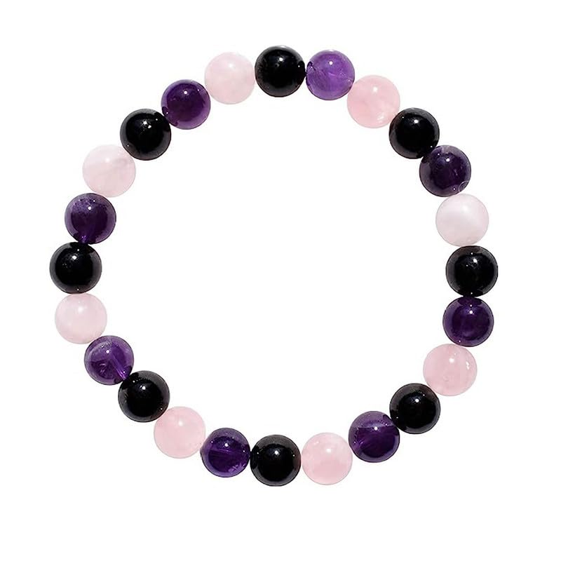 HZHRony Healing Crystal Stone Beads Bracelet Irregular Gemstone Beaded Bracelets For Women and Men Anxiety Relief Yoga Bracelet Jewelry Gifts 7 Inch - color: Rose Quartz