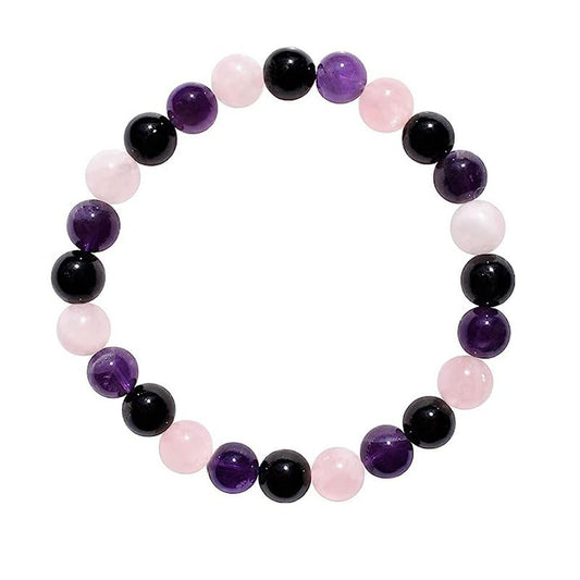 HZHRony Healing Crystal Stone Beads Bracelet Irregular Gemstone Beaded Bracelets For Women and Men Anxiety Relief Yoga Bracelet Jewelry Gifts 7 Inch - color: Rose Quartz
