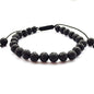 DOLON 6mm Round Stone Bead Braided Bracelet - color: Lava Rock Bracelet