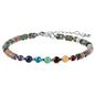 TUMBEELLUWA 7 Chakra Crystal Stone Beads Bracelet for Women Adjustable Flat Beaded Link Bangle for Healing