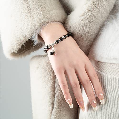 Natural Stretch Gemstone Bracelet Healing Stone Beaded Bracelets for Women Men Gifts (Unisex) - color: 8mm obsidian