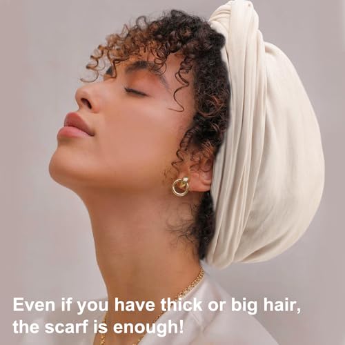 DRESHOW African Turban for Women Knotted Hairwraps for Sleeping Turban Headwraps Head Warmer Scarf for Black Women Chemo Cap - color: 1 Pack Style 2: Dark Beige
