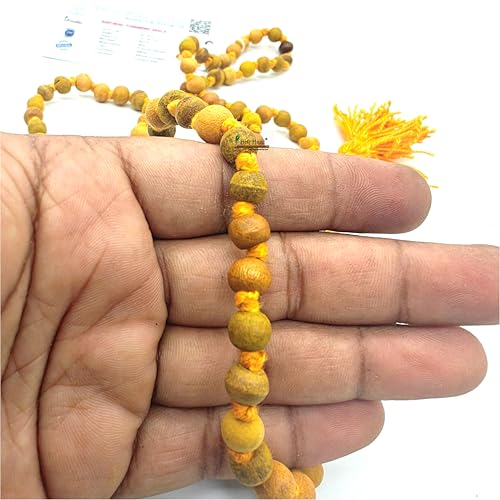 BRIJ HAAT Turmeric Beads Mala, 108+1 Beads, Prayer Necklace for Meditation