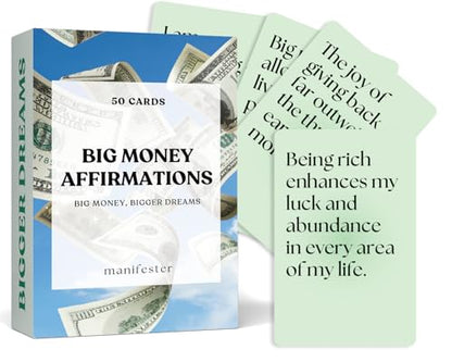 Money Affirmation Cards – 50 Daily Positive Affirmations for Wealth, Prosperity & Financial Success – Educational Money & Business Mindset Card Deck – Money Flash Cards (3.42" x 2.24")