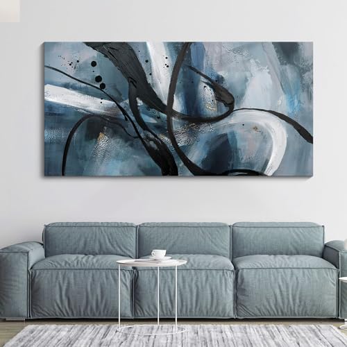 Abstract Frame Wall Art Black and White graffiti of Modem Minimalist Art Large Canas Wall Art for Living Room Bedroom Decor Framed Pictures Artwork for Walls 29x58 - color: Black and White, size: 29"L x 58"W