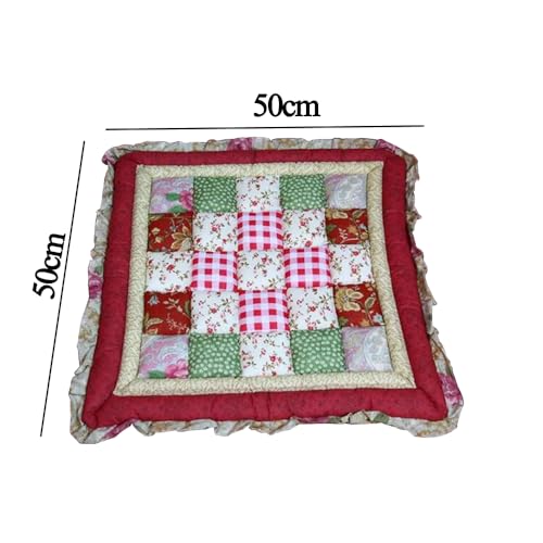 Rural Style Meditation Floor Pillow, Square Large Pillows Seating for Adults, Tatami Living Room Seat Cushion,50X50CM(Green #1)