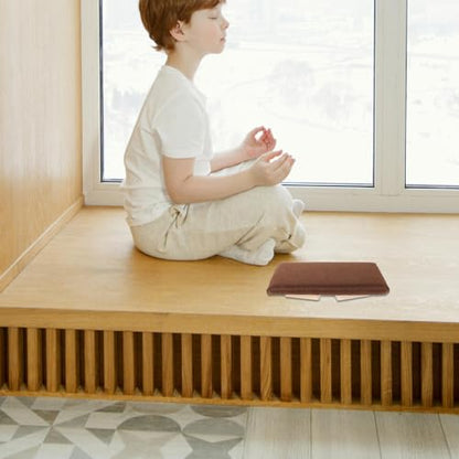 WOONEKY Wood Prayer Bench Folding Stool, Ergonomic Solid Wood Meditation Chair, Portable Compact Seat for Yoga and Mindfulness Practice, Coffee Color