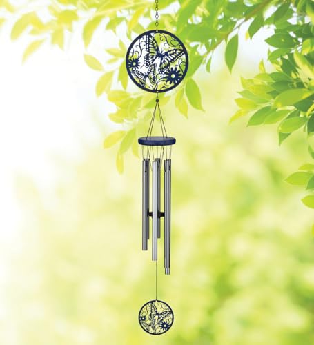 Regal Art & Gift Garden Lattice Chimes - Outdoor Decorative Metal Hanging Chime - Relaxing Sound for Yard, Patio, Porch or Garden - Butterfly