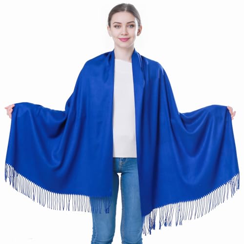 Pashmina Scarf and Shawl - Soft Women Pashminas Wrap for Wedding Evening Party dresses - color: K#. Blue