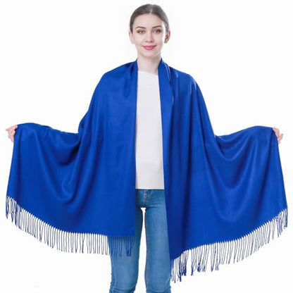 Pashmina Scarf and Shawl - Soft Women Pashminas Wrap for Wedding Evening Party dresses - color: K#. Blue