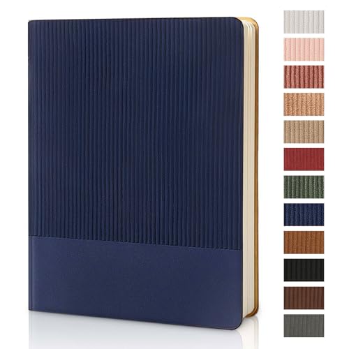 Lined Journal Notebook for Work College Ruled Note Book 7.2"x9.6" B5 PU Leather Daily Journaling 160 Pages for Women Men Writing Home School Supplies Business (Dark Blue) - color: 04-Dark Blue-1pack, style: B5 Lined 160pages