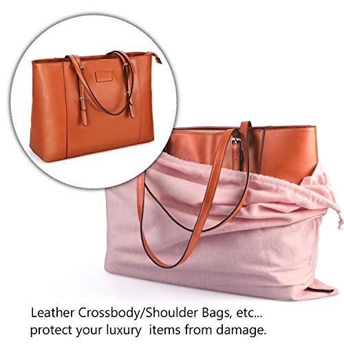 PlasMaller Dust Cover Storage Bags Purified 100% Cotton Flannel with Drawstring Pouch For Handbags Purses Pocketbooks Shoes Boots Set of 3 (Pink) - color: Pink