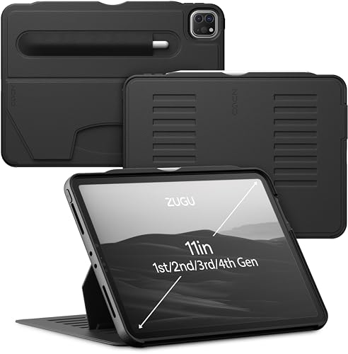 ZUGU Case iPad Pro 11 Inch Case, 1st/2nd/3rd/4th Generation 2018/2020/2021/2022, Slim Protective Cover, Wireless Apple Pencil Charging, Convenient Magnetic Stand. Sleep/Wake Cover, Stealth Black - color: Stealth Black