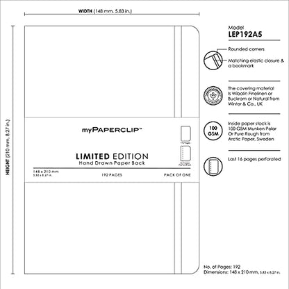 myPAPERCLIP Limited Edition A5 Plain Notebook | 192 Pages, 100 GSM, Soft Cover, A5 (5.83 × 8.27 in) | Flat Lay | Bookmark & Elastic Closure | Aubergine - color: Aubergine, style: Plain
