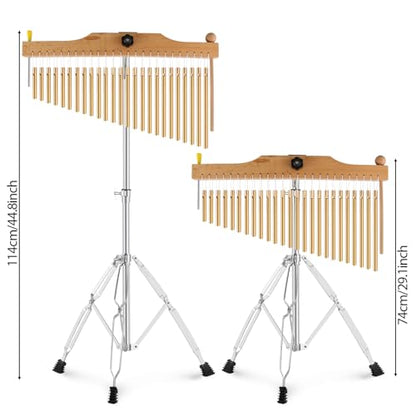 EASTROCK 25 Note Chimes Musical Instruments Percussion Instrument Single-row Chime Bar Chimes Percussion Height-Adjustable Stand Gold - color: 25note Gold