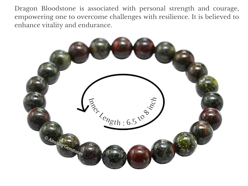 Amazing Gemstone Crystal Bracelet for Women Men's Gifts - Protection Healing Crystal Bracelet - 8mm Gemstone Beaded Stretchable Bracelet Pulseras Para Hombres Mujer Stocking Stuffers Mothers Day Gift (Dragon Bloodstone) - color: Dragon Bloodstone