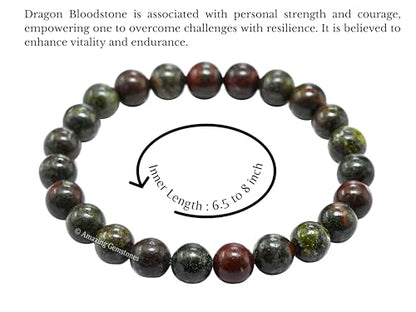 Amazing Gemstone Crystal Bracelet for Women Men's Gifts - Protection Healing Crystal Bracelet - 8mm Gemstone Beaded Stretchable Bracelet Pulseras Para Hombres Mujer Stocking Stuffers Mothers Day Gift (Dragon Bloodstone) - color: Dragon Bloodstone