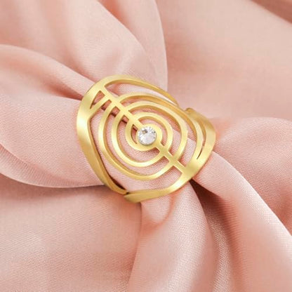 Dreamtimes Cho Ku Rei Reiki Ring Protection Healing Symbol Yoga Rings For Women Sacred Geometry Stainless Steel Energy Yoga Power Ring Sacred Geometry Amulet - color: Gold