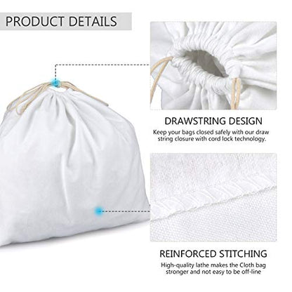 PlasMaller Dust Cover Storage Bags Purified 100% Cotton Flannel with Drawstring Pouch For Handbags Purses Pocketbooks Shoes Boots Set of 3 (White) - color: White