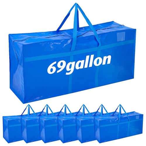 4 Pack 69 Gallon Extra Large Moving Bags XXL Heavy Duty Storage Bag with Strong Zipper Handle Jumbo Big Tote Box Foldable for College Dorm Travel Clothes Duffle Blanket Pillow(Blue) - color: Blue, size: 69 Gallon