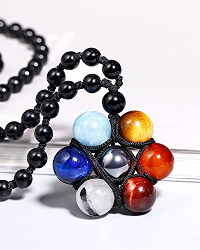 7 Chakra Stones Necklaces for Women Crystals and Healing Stones Balance Meditation Energy Star-Shape Handmade Pendant Necklace