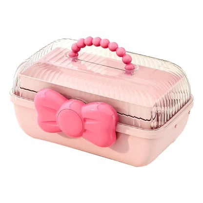 Zerodis Girls Receiving Storage Box with Movable Partition Design 3 Layer Desktop Desk Organizer for Hair Accessories, Toys, Screws, Nuts Plastic 10.8 X 5.7 X 5.9in ()