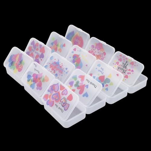 Goodma Thank You 12 Pieces Rectangular Plastic Storage Boxes with Hinged Lids for Small Items and Craft Projects, 3.3 x 2.2 x 1 inch (Frosted White) - color: Frosted White