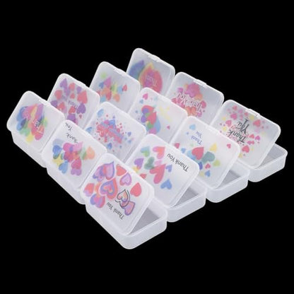 Goodma Thank You 12 Pieces Rectangular Plastic Storage Boxes with Hinged Lids for Small Items and Craft Projects, 3.3 x 2.2 x 1 inch (Frosted White) - color: Frosted White