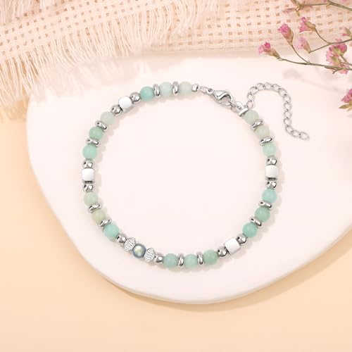 JoycuFF 𝗚𝗶𝗳𝘁𝘀 𝗳𝗼𝗿 𝗪𝗼𝗺𝗲𝗻 𝗠𝗼𝗼𝗻𝘀𝘁𝗼𝗻𝗲 𝗕𝗿𝗮𝗰𝗲𝗹𝗲𝘁 Amazonite Colorful Imperial Jasper Stainless Steel Beads Bracelets, Graduation Christmas Valentines Mothers Day Birthday Gifts - style: Graduation Gifts-She Believed...-Amazonite